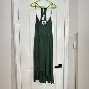 NWT Anthropologie Daily Practice Dress Racerback Midi Green Size M